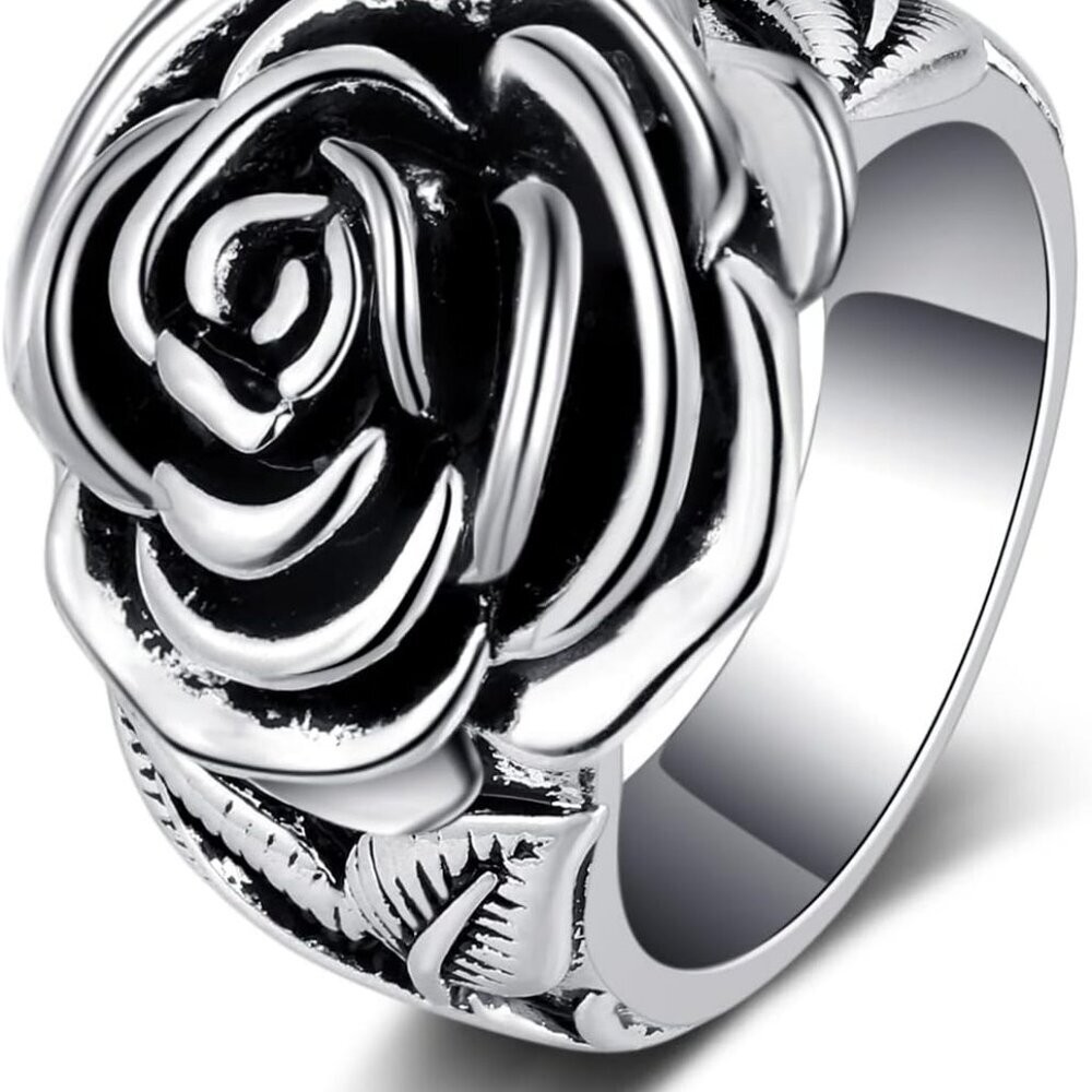 Rose Ring Retro Grunge Y2k Vintage Flower Ring For Women Mens